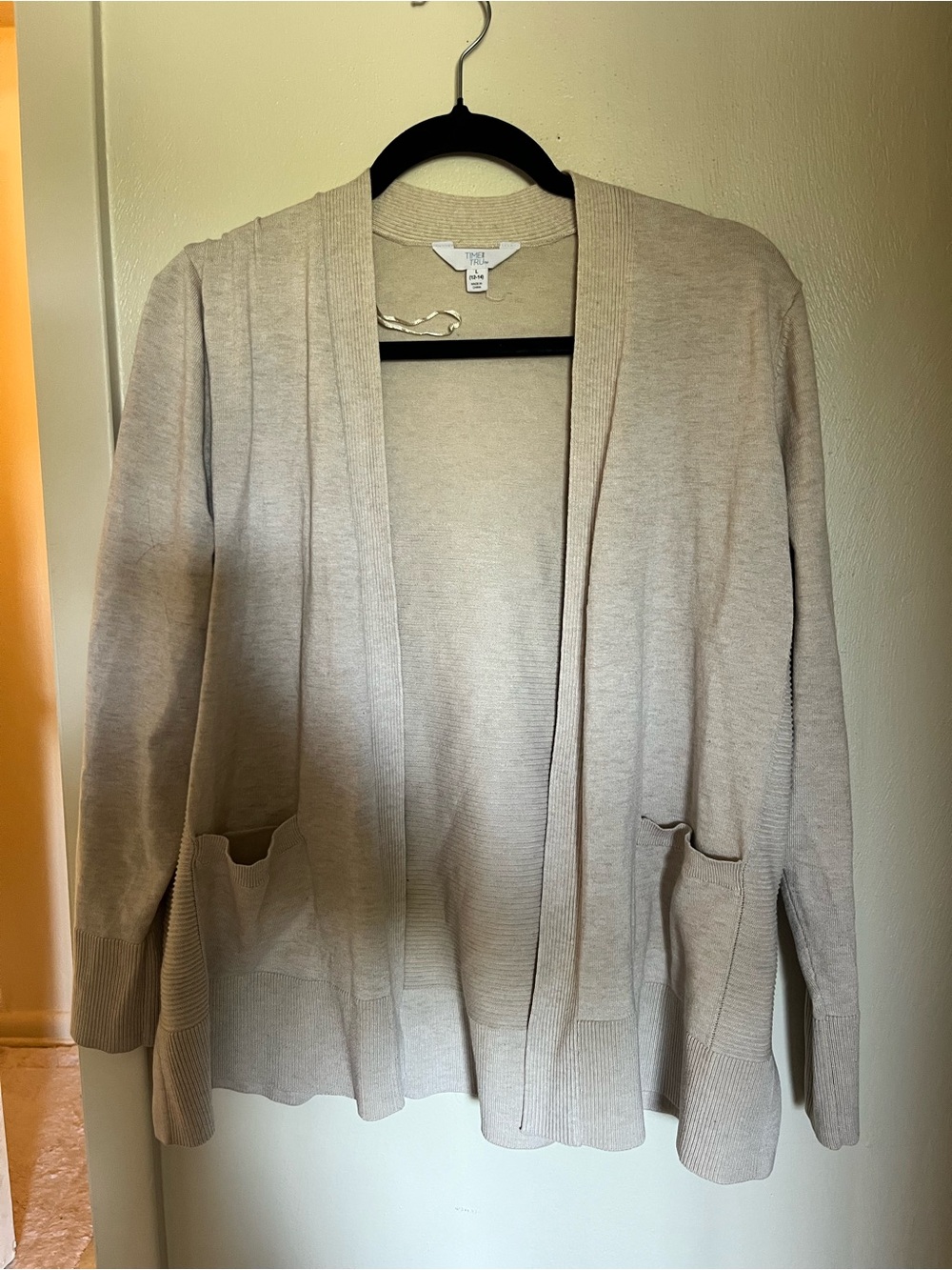 Open-Front Cream Cardigan Sweater